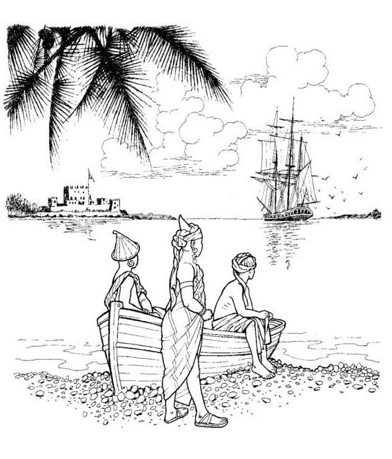 Print Het slavenschip vertrekt naar Amerika kleurplaat